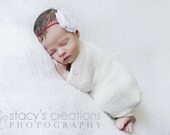 Baby headband - Infant headband - Newborn baby headband - Little girl headband -Skinny headband - Red and white headband - Flower headband