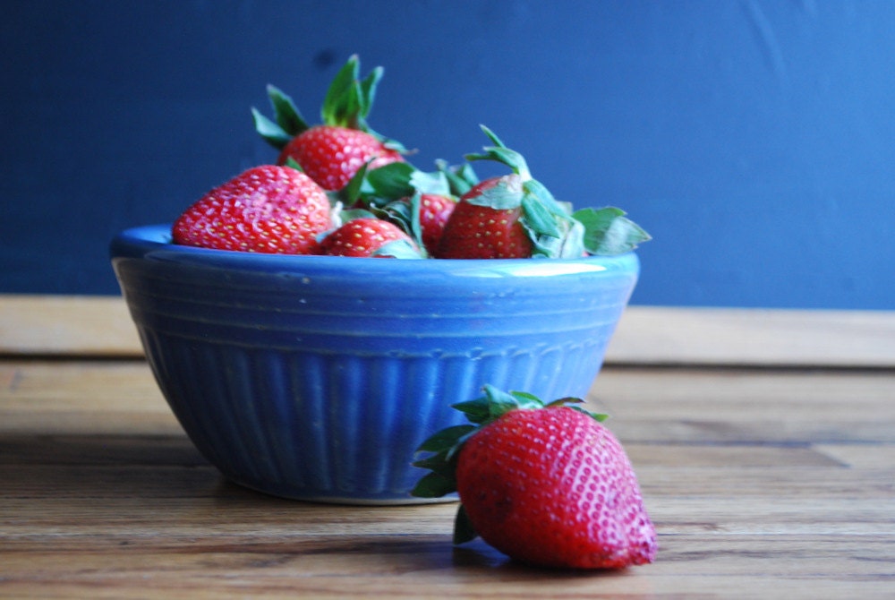 Blue Stoneware Bowl Antique  Small Berry Bowl