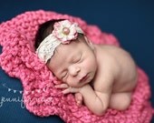 Mini Baby Blanket Newborn Photography Prop Hot Pink Square