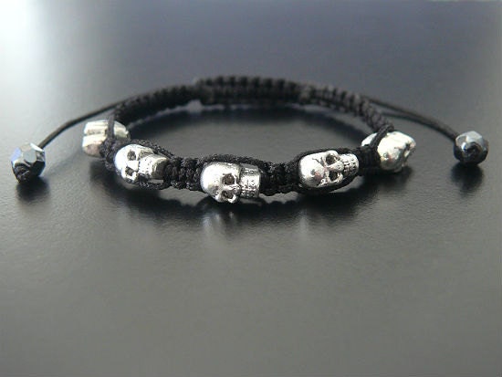 SALE Gothic Bracelet Skull Skeleton Adjustable Bracelet Man Woman Dark Noir Boho Stacking Wrist Wrap Goth Jewelry