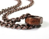 Antiqued Copper Industrial Chic Hex Nut Men's Necklace, I Love You Nut, Steampunk, Gifts For Men, Metal Jewelry, Rugged and Masculine