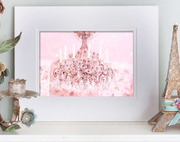 SALE - Paris Pink Chandelier Fine Art Photograph, 5 x 7 Fine Art Photo in 8 x 10 Double Mat