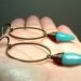 Aqua Jade Marquise Briolette Antique Brass Circle Drop Earrings
