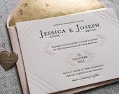 Letterpress Wedding Invitation Set - custom set - Modern Linear