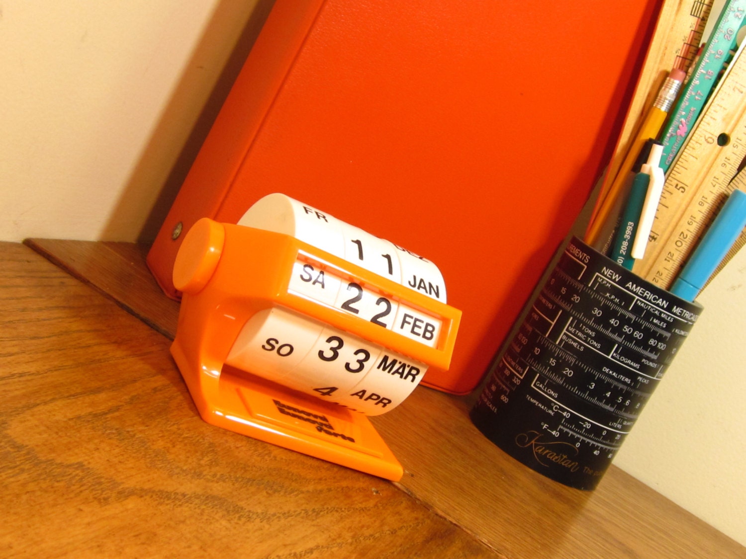 Vintage Modern Orange Desk Calendar Euronova Forte Jahn Berlung by Domus Modern on Etsy