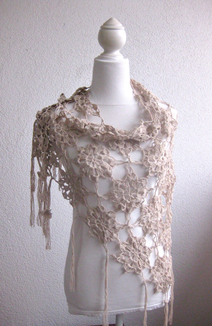 PDF CROCHET PATTERN, pattern for scarf, shawl, Beige, Crochet Scarf, Tutorial, Shawl