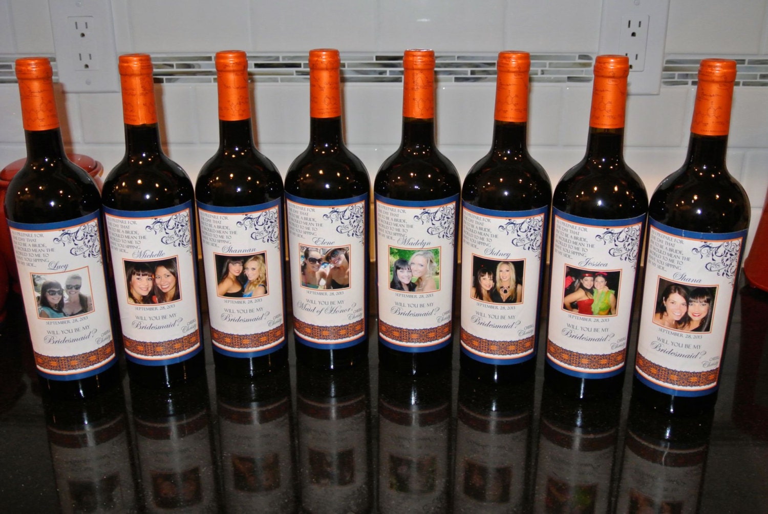 Private Listing for idodaniellepolazzo Custom Bridesmaid Photo Wine Label - Will you be my Bridesmaid - Personalized LabelS