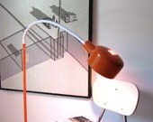 Vintage Gooseneck Floor Lamp 70's Orange & White Mod Styled Decor