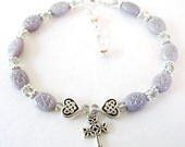 Lavender  Shamrock- CELTIC Knot Irish Single Decade  Rosary Bracelet