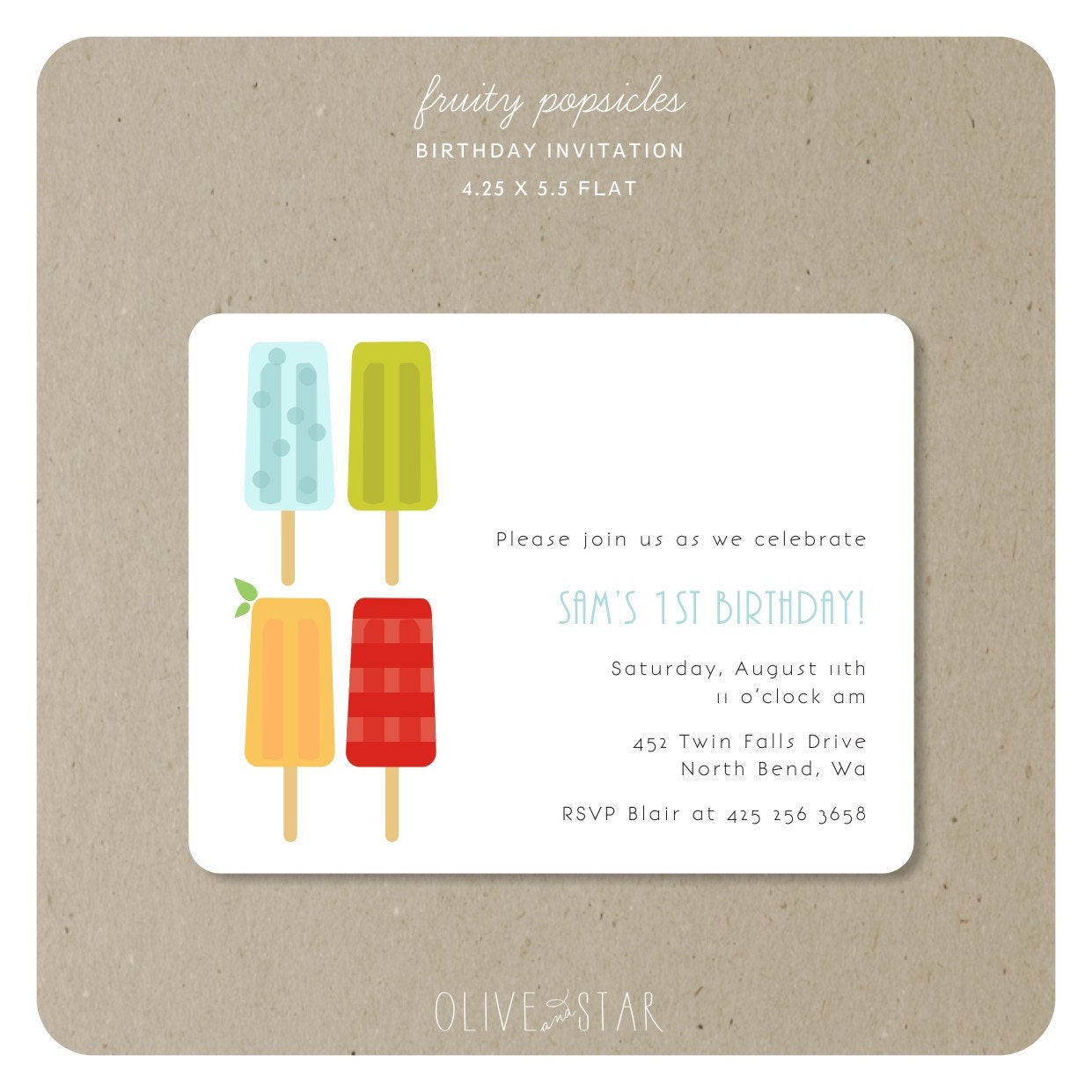 fruity popsicles : birthday invitation set