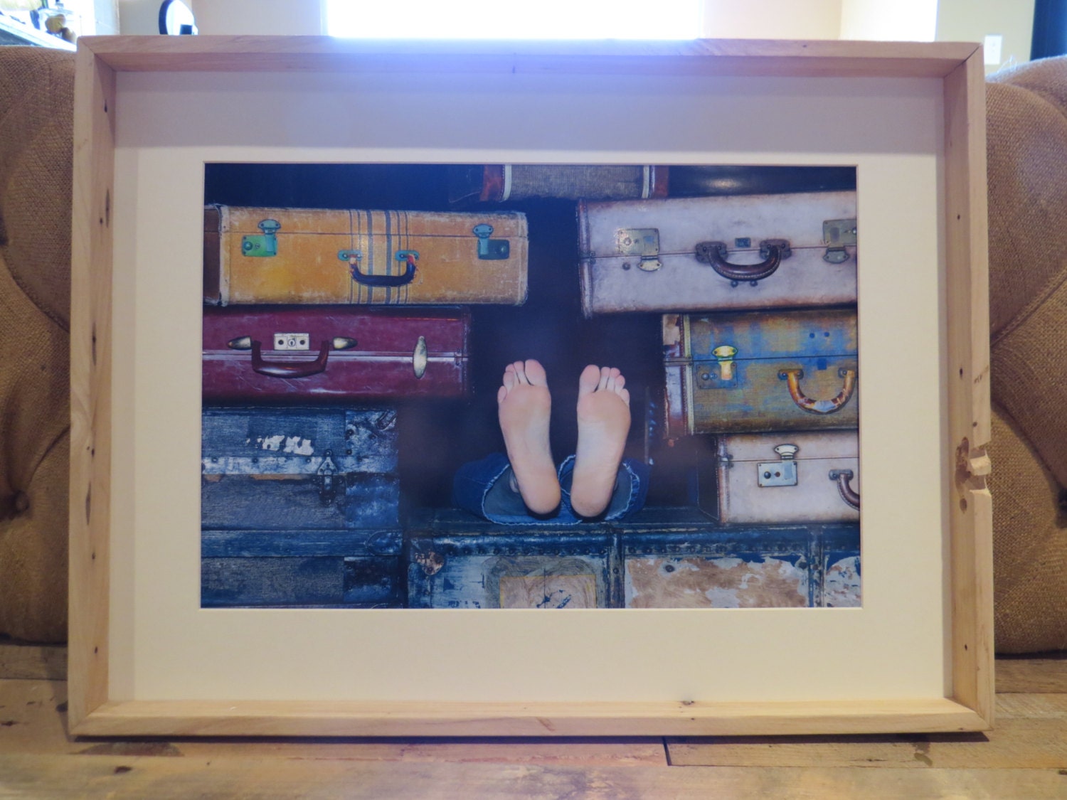 Digital Print w Reclaimed Wood Frame - "Feet" 18 3/4" x 24 3/4"
