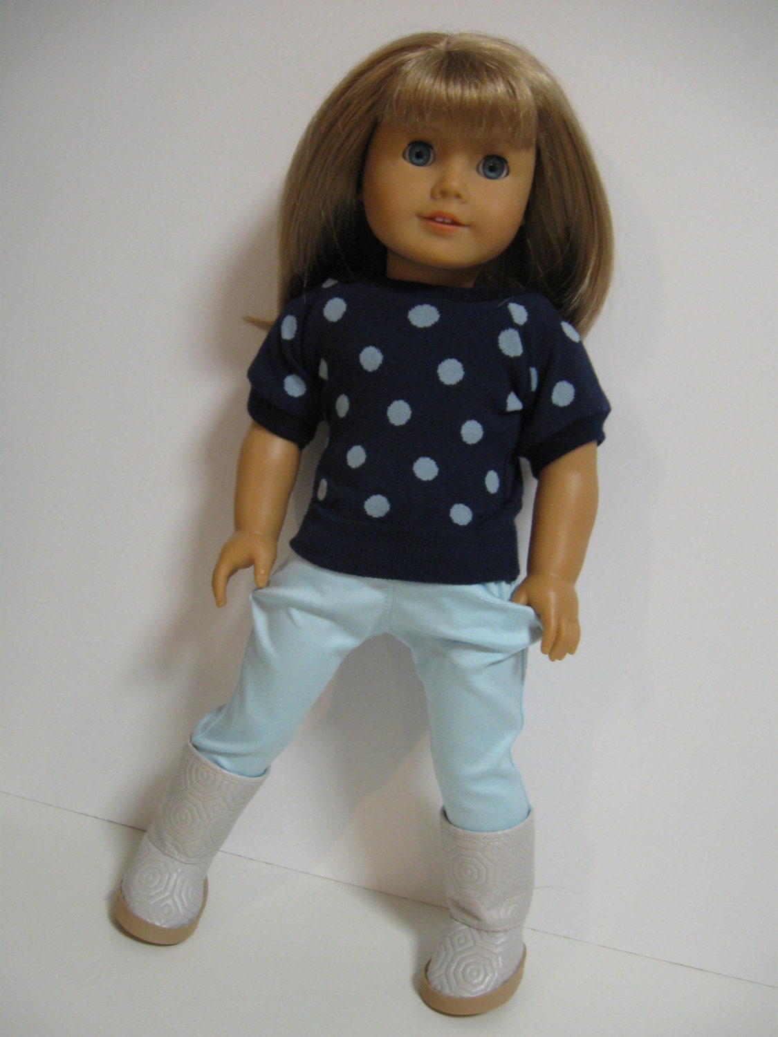 American Girl Doll Clothes -- Spring Dots - Navy