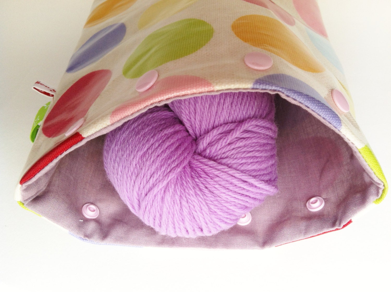 Sock project bag & stitch markers Snaps Bag - POLKA POPS