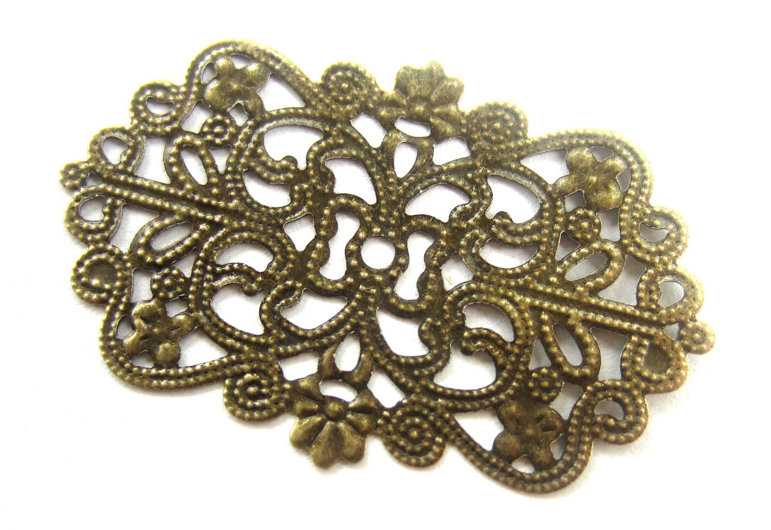 10 Filigree jewelry wraps antique bronze medallion victorian style jewelry findings