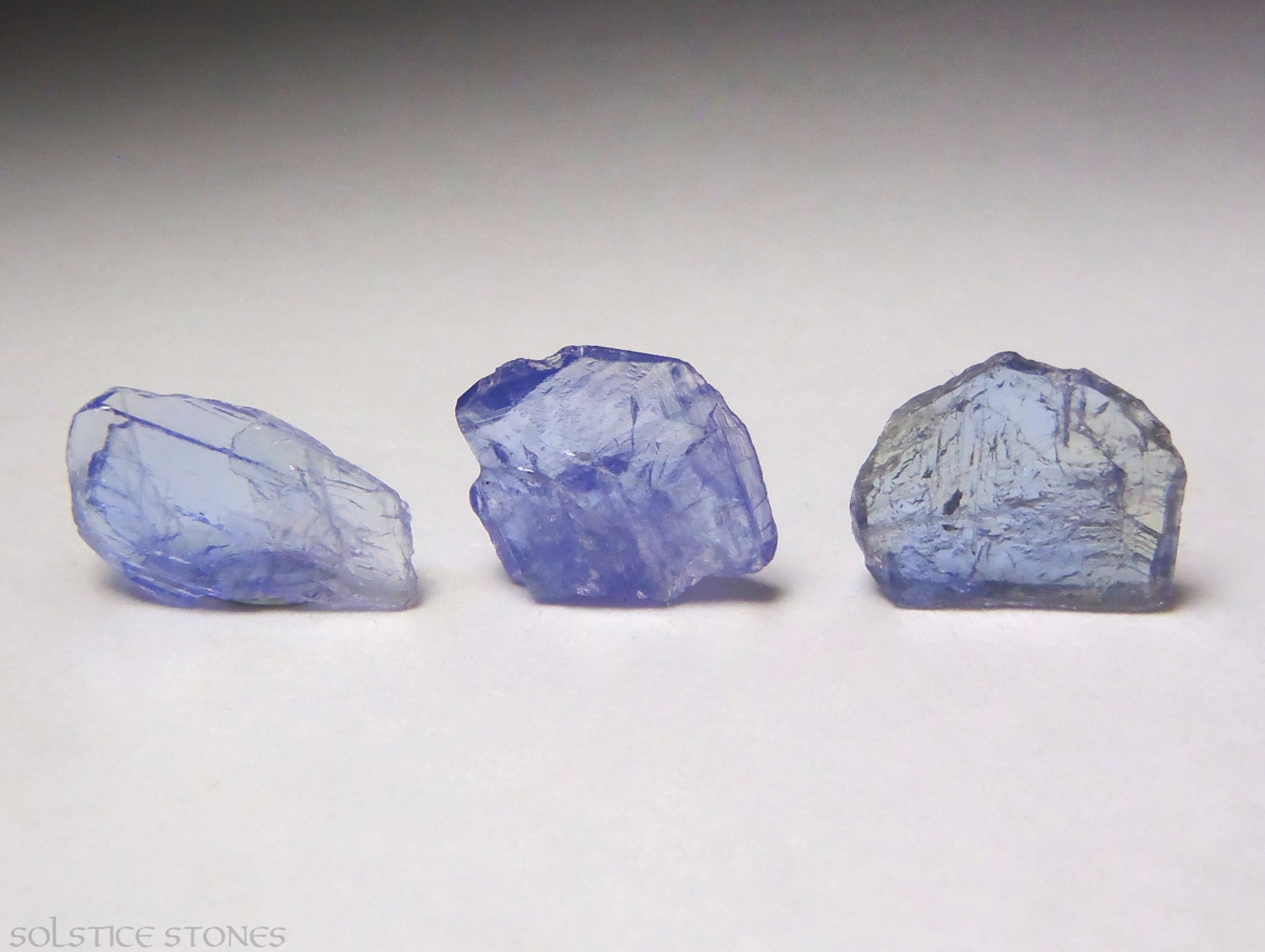 Set of 3 Blue Tanzanite Shards. Beautiful Clear Partial Crystals. Third Eye Chakra. Crystal Healing / Mineral Specimens.