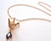 Gold Origami Swan necklace with gold filled chain