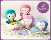 PDF. Penguin family garland. Plush Doll Pattern, Softie Pattern, Soft felt Toy Pattern.