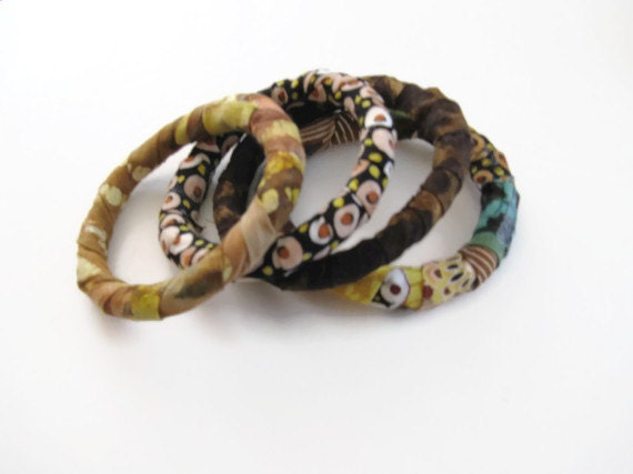 Tribal Bracelets in Browns Yellows Greens