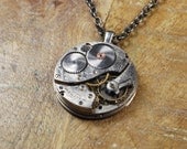 Steampunk Necklace Vintage 1907 Waltham Pocket Watch Movement Reversible Necklace - Gears - Valentines Day - Mothers Day - Anniversaries