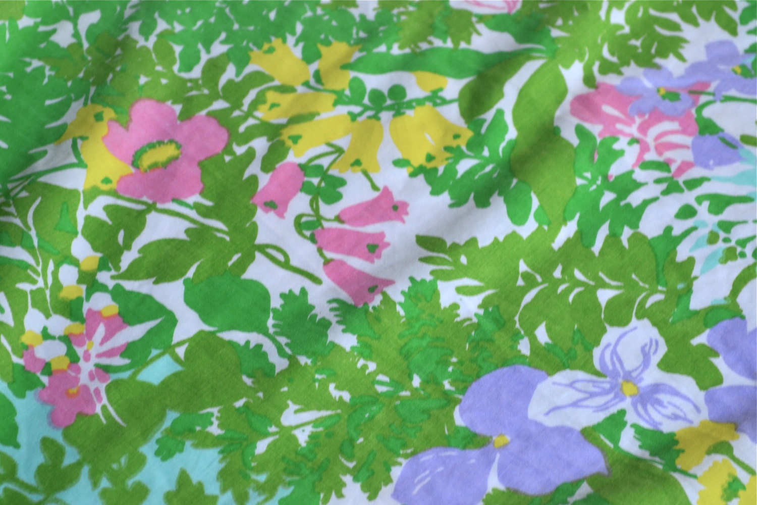 Vintage Bed Sheet - Tropical Garden Landscape - Full Fitted