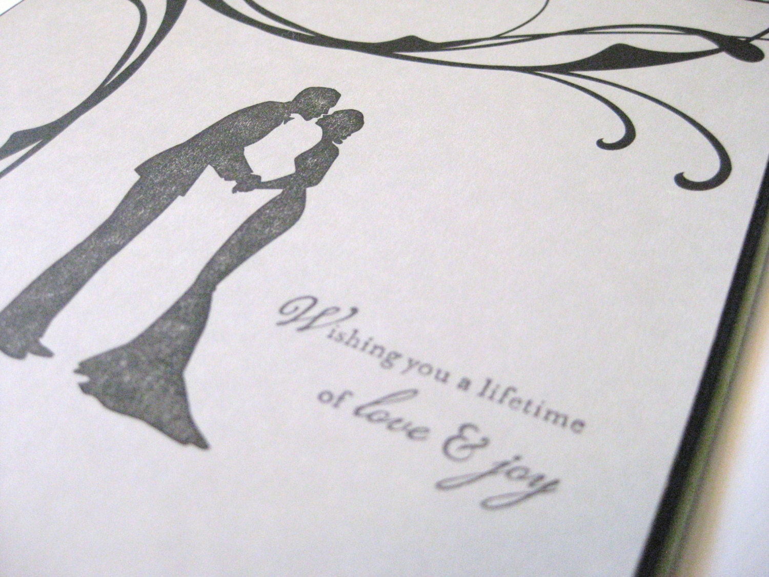 SALE - Wishing you a lifetime of love and joy with elegant silhouette couple - Handmade Anniversary Wedding Engagement Greeting Card