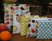 Reusable sandwich and snack bags - Aqua leaves  with snack bag of your choice