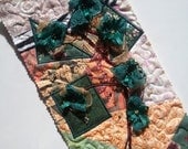 Summer Branch Textile Art - mini quilt, crazy quilt, collage, wall art