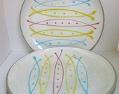 Vintage HARKERWARE 4 Dinner Plate Set - SEAFARE Pattern