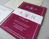 Orchid Flower Icon Wedding Invitation Suite, RSVP Card, plus Envelopes - 25 Sets