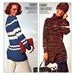 Vintage 1970s Fanny Sweaters Knitting Patterns 4 Styles and Hat Long Sweaters Sporty Cozy Stripes Cardigan