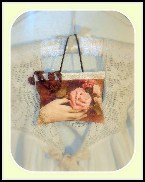 French Lavender Sachet, FOR YOU, Victorian, Ribbon, Door Knob, hanging, mini pillow, gift giving