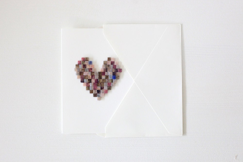 Mosaic Heart . Mother's Day . Valentine's Day . Friendship . Love . Greeting Card - Marble