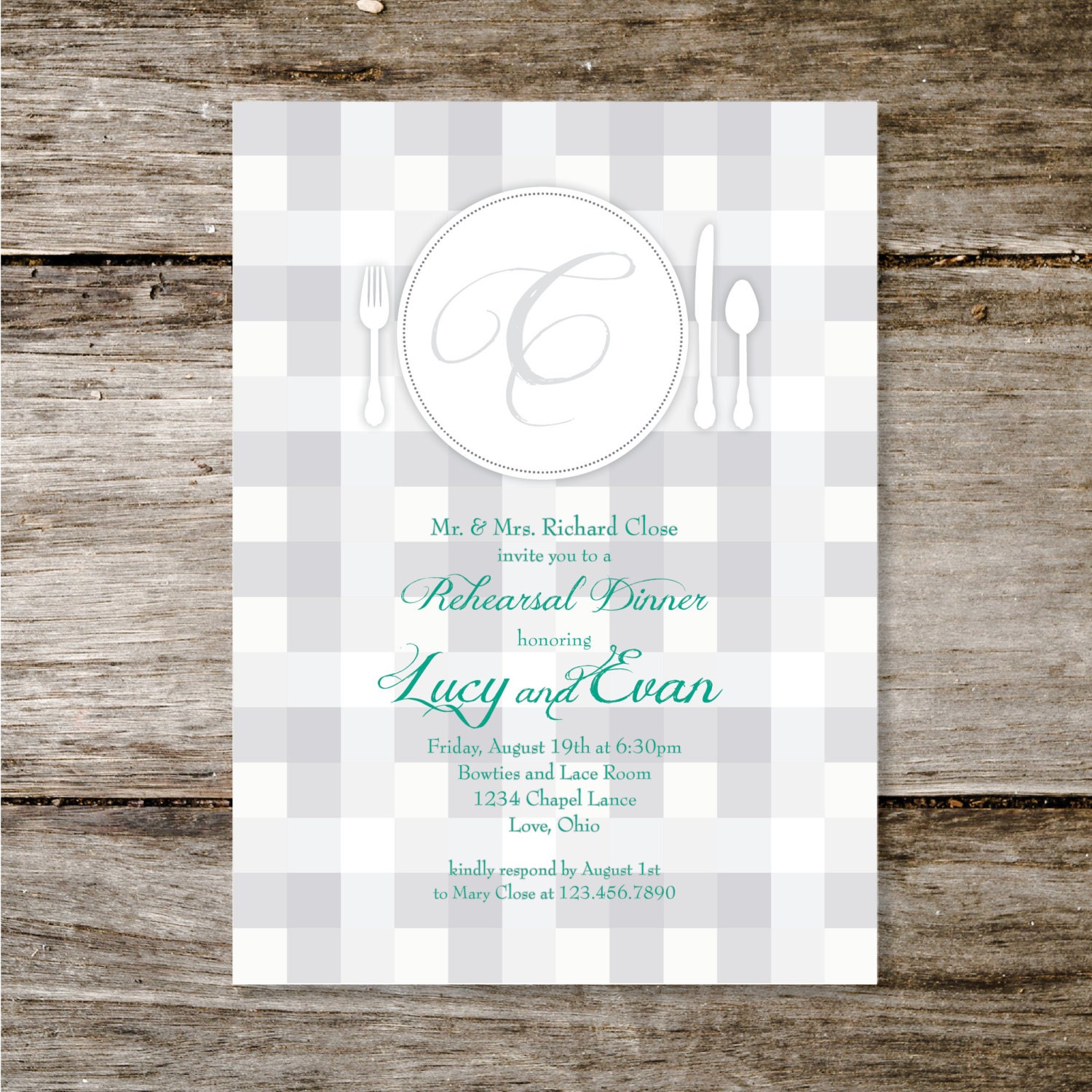 Chic Cloth Rehearsal Dinner Invitation - Set of 25