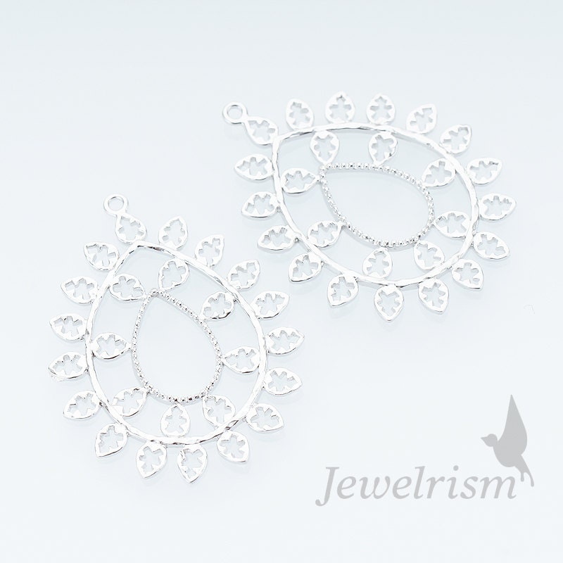 PD827-MR // Matte Original Rhodium Plated Organic Pendant, 28mm x 36mm, 2Pc