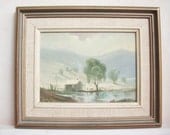Art. Original Vintage Oil Painting. Misty Morning. Australian Landscape Painting. Leon Pappas. Framed.