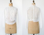 edwardian top / lace antique top / vintage eyelet top /  vintage top / Lace on the Bastille Blouse