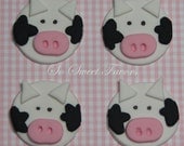 Fondant edible cupcake toppers - Cow