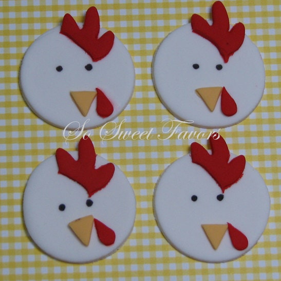Fondant edible cupcake toppers - Chicken