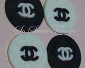 Fondant edible cupcake toppers - Chanel designer cupcake toppers
