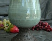 Ceramic Brandy Snifter, Parfait Cup, Wine Goblet in Sky Blue and Black Mountain