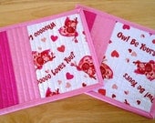 Pink Owl Love Mug Rugs,  Owl Heart Snack Mats,   Pink Candle Mats by SEW FUN QUILTS