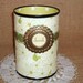 Pencil Cup in Chartreuse Daisies and Dots Decorative Can Pencil Holder No. 225