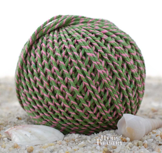 Pink and Green Cotton  Twine, 2mm, 110 Yard Ball, Cotton Twine, Decorative Twine, String