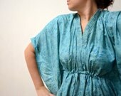 Sky Blue Paisley Silk Kaftan - Loungewear, Silk Robe, Caftan, Spa, beachwear, make great Anniversary or Birthday gift