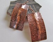 Minimalist Earrings, Hand Forged Copper Earrings, Hammered Organic Texture, Handwrought Metalwork Earrings, Simplistic Modern Metal Jewelry