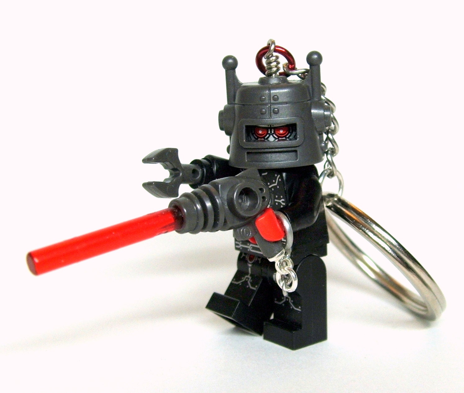Evil Robot Keychain - made from Series 8 LEGO (r) Minifigure