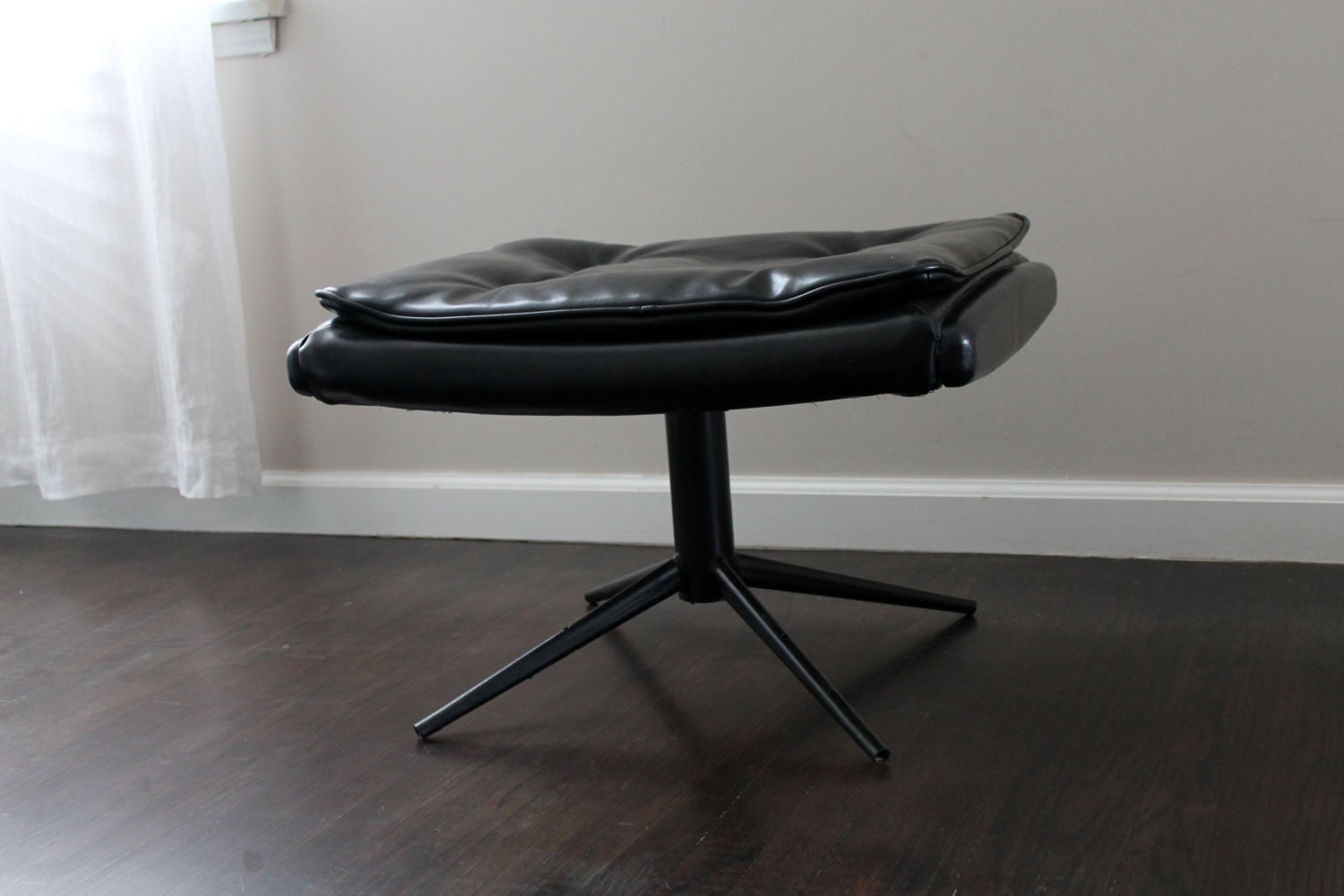 Mid Century Modern Black Foot Stool
