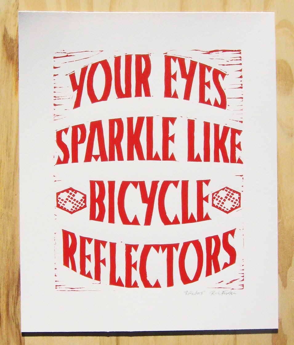 Linocut Bicycle Love Print (Red)