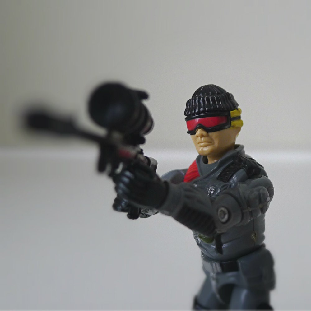 Vintage GI Joe Figure, Low Light, 1980s - toy, collectible, action figure, Hasbro, gray, sniper, retro, old skool, for him