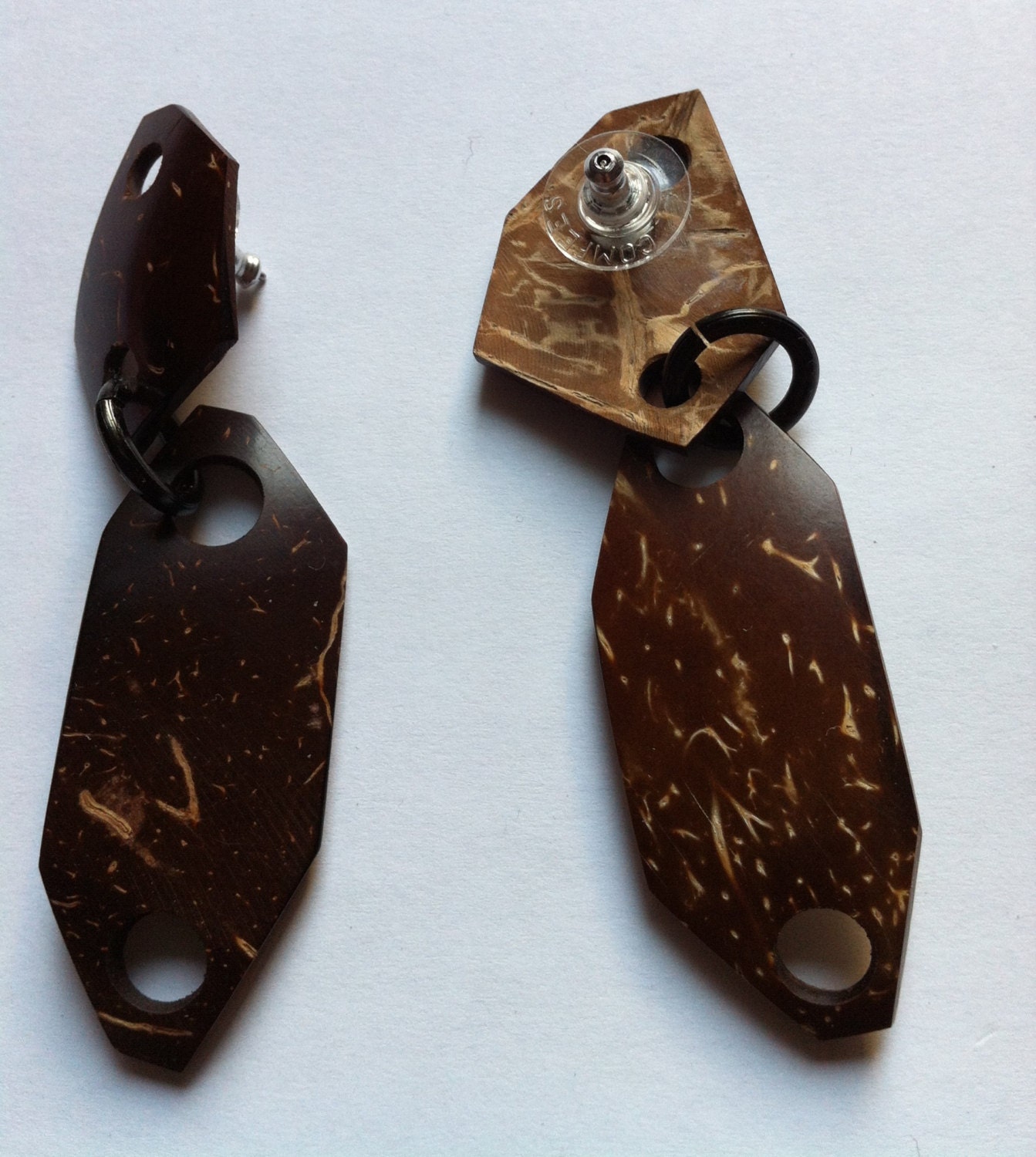 Clairely Upcycyled NATURALS - Coconut  2 Diamond earrings